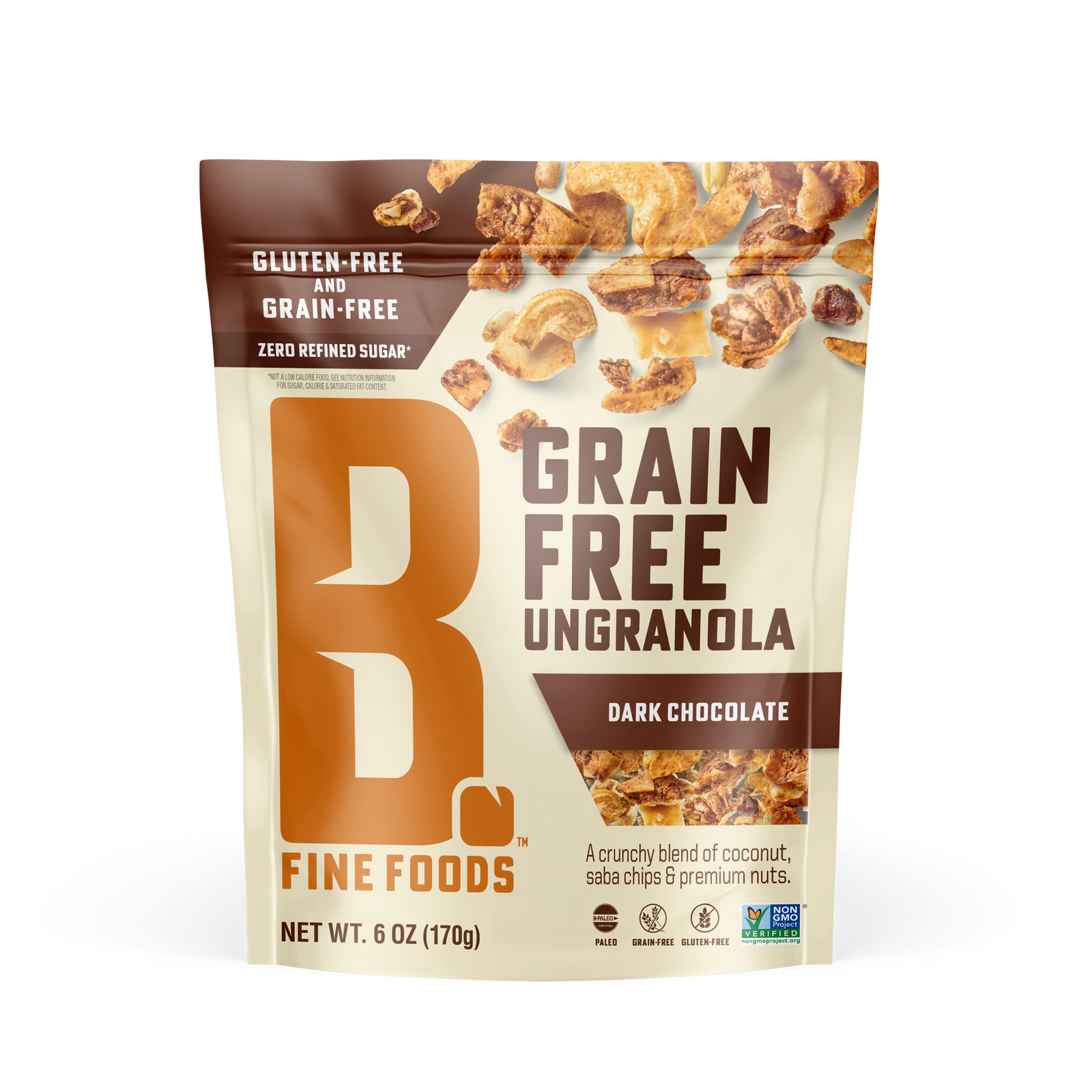 Front of Dark Chocolate Grain Free Ungranola bag