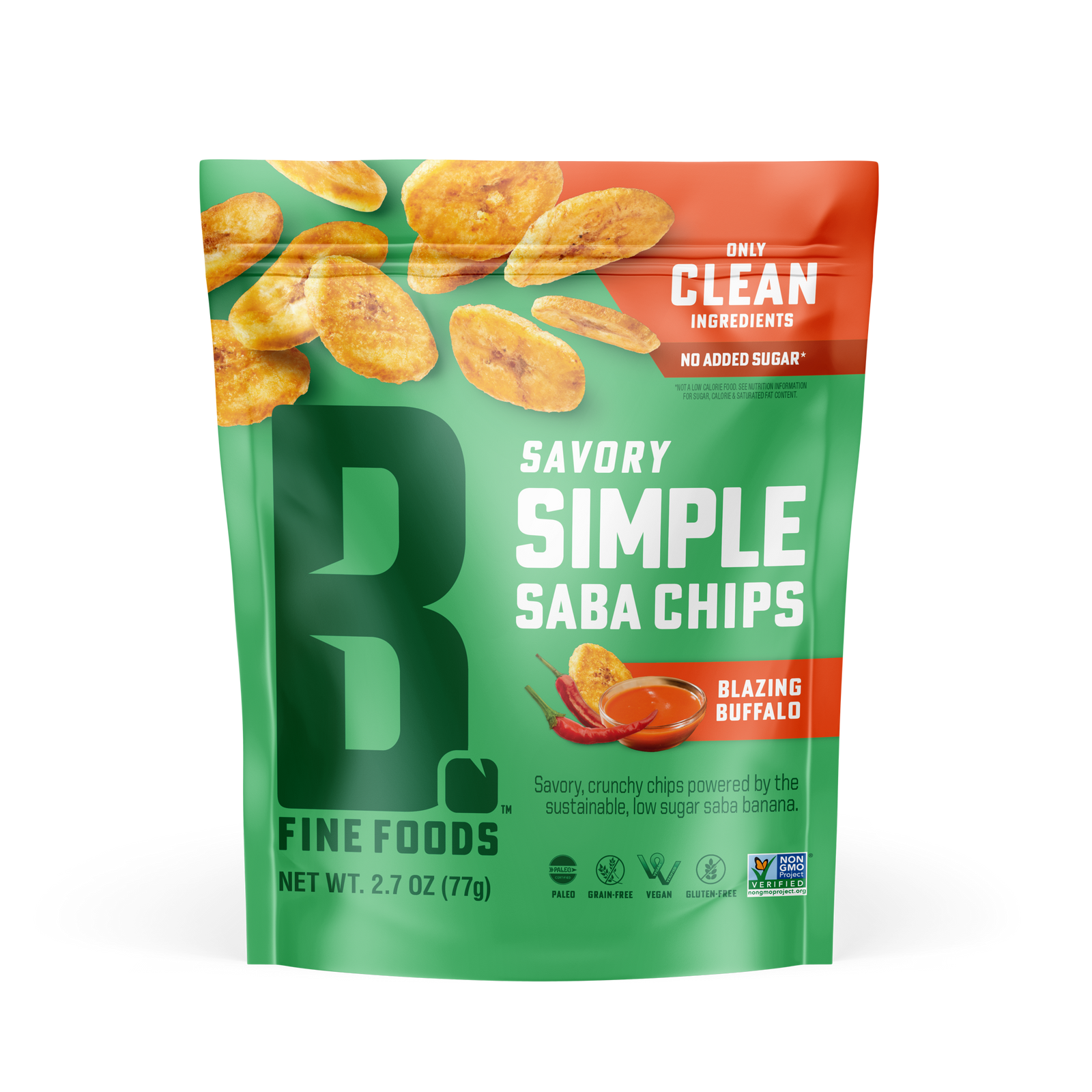 Front of Blazing Buffalo Saba Chips Bag